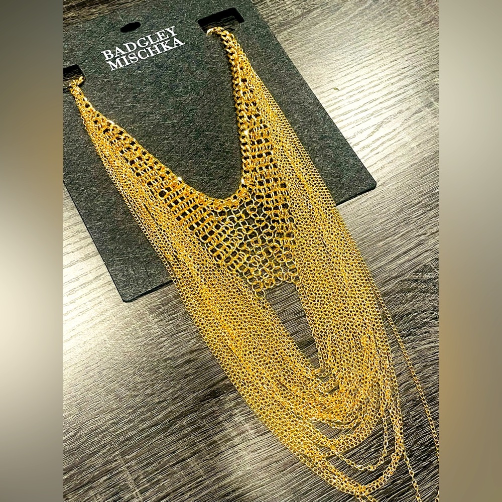 BADGLEY MISCHKA layered chain gold necklace